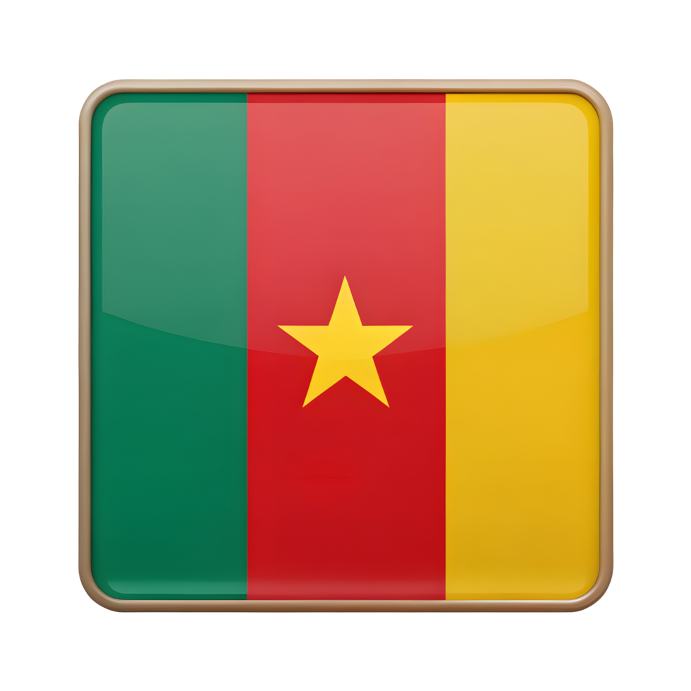 vibrerande 3d rektangel formad cameroon flagga ikon för olika kreativ användningar png