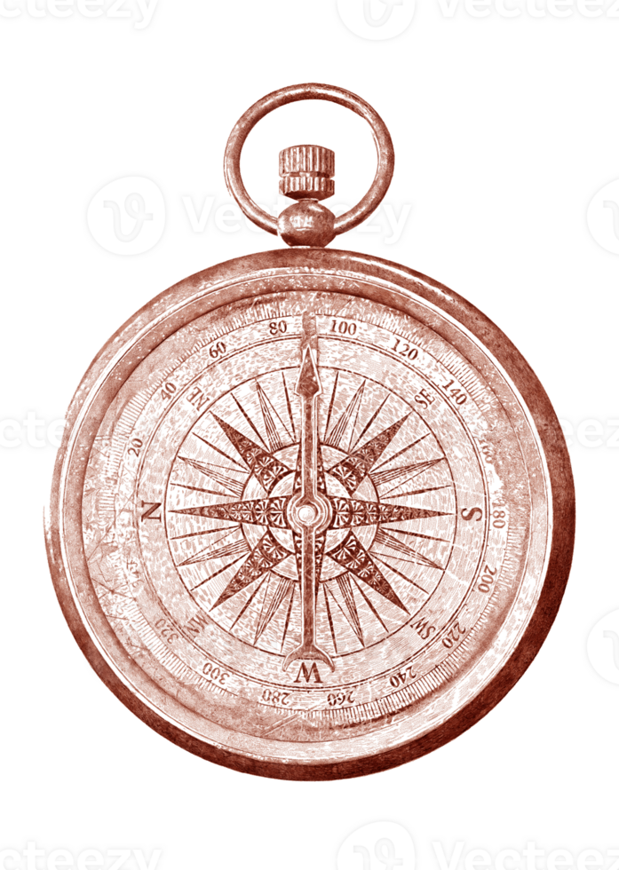 Isolated, vintage, stippling compass illustration. png
