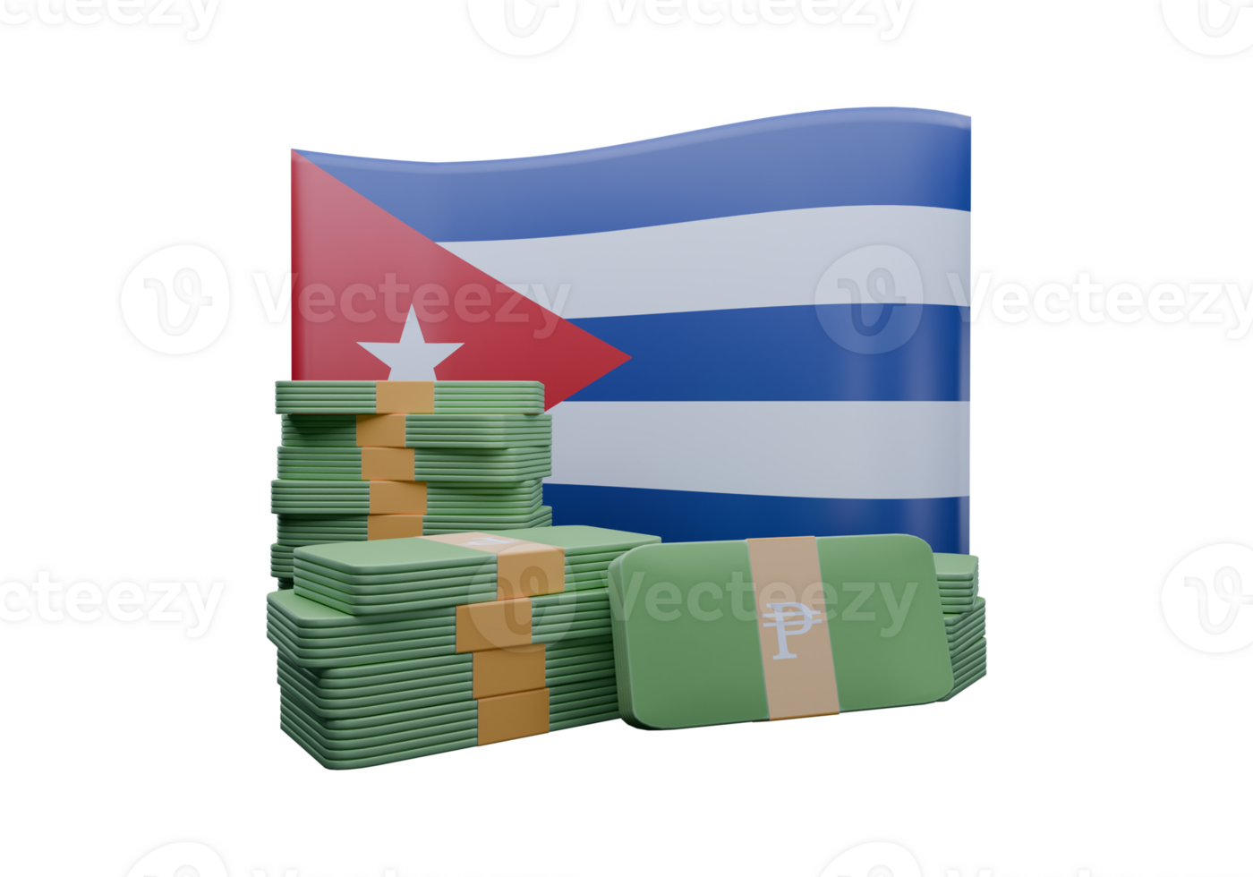 Sparkling 3D render illustration of Cuba flag and currency called Kyat png