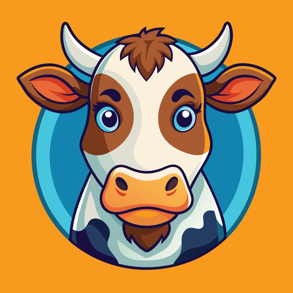 A cow illustration on solid orange background vector