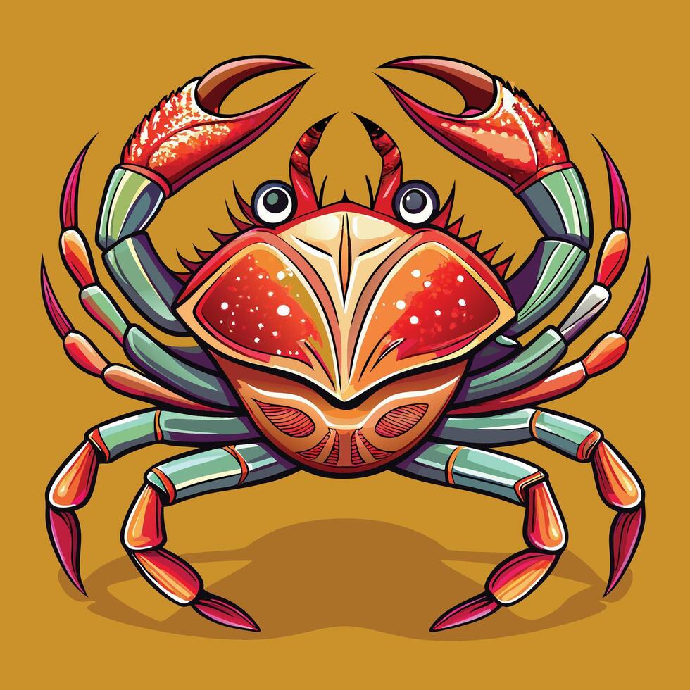 Crab illustion on solid background vector