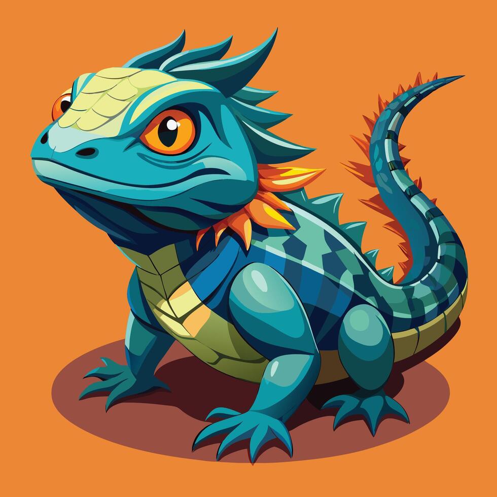 Lizard Illustration on Solid Background vector