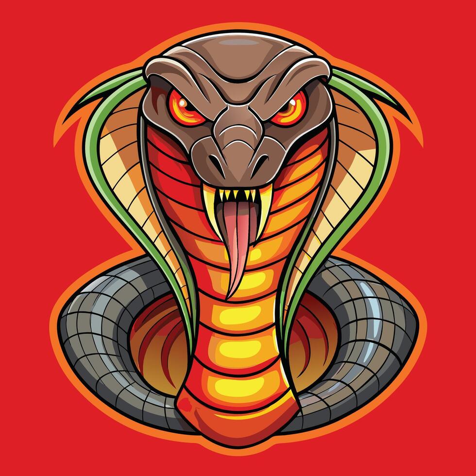 Python illustration on red background vector