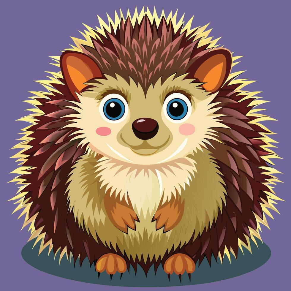 Hedgehog Illustration on solid purple background vector