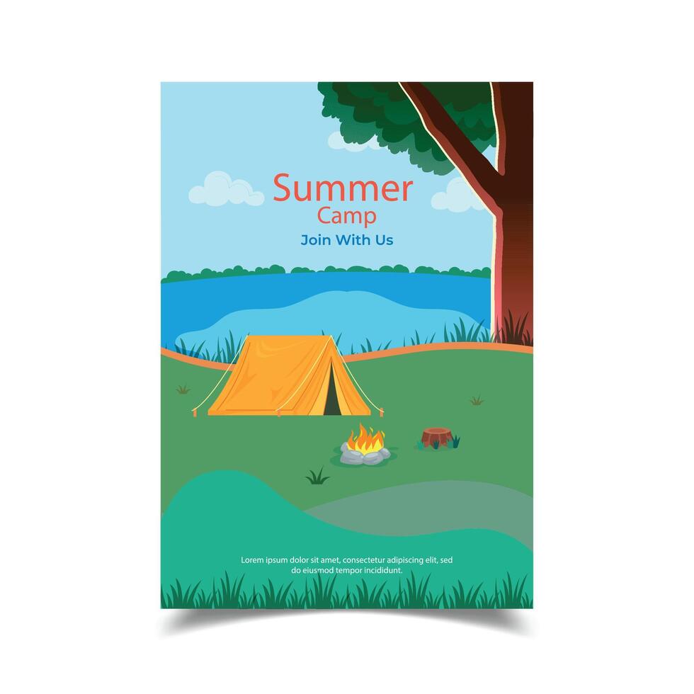 Beautiful summer camp poster template vector
