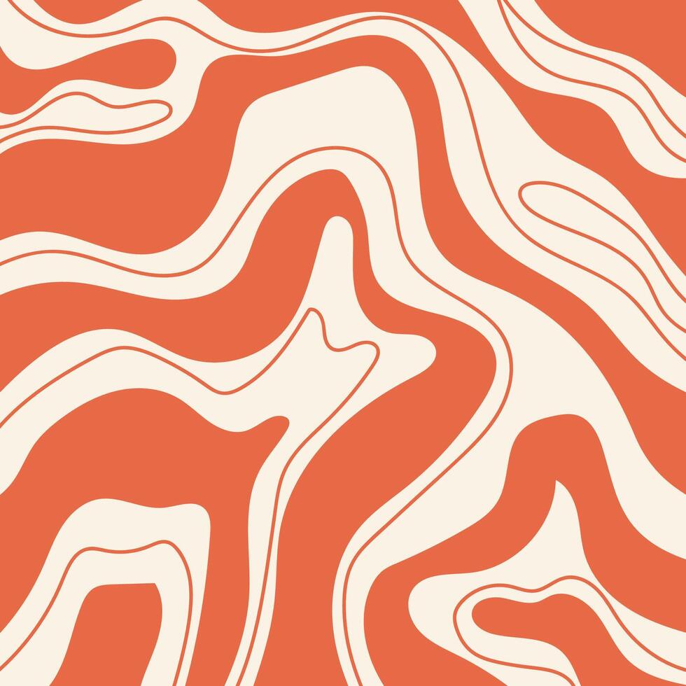 Abstract square aesthetic retro background with waves. Trendy colorful set of retro backgrounds in 70s, 80s style. Abstract hippie card sets in beige and orange colors. vector