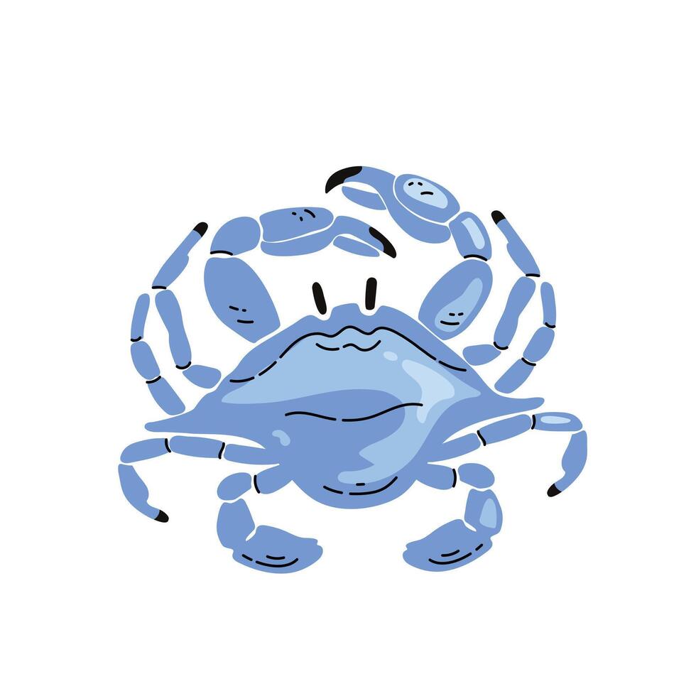 Blue crab isolated on white background, illustration in flat style. vector