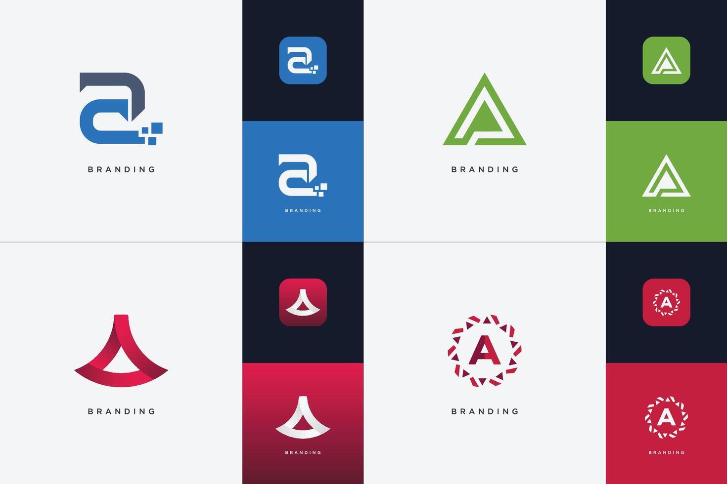 4in1 Letter A Logos for digital branding vector