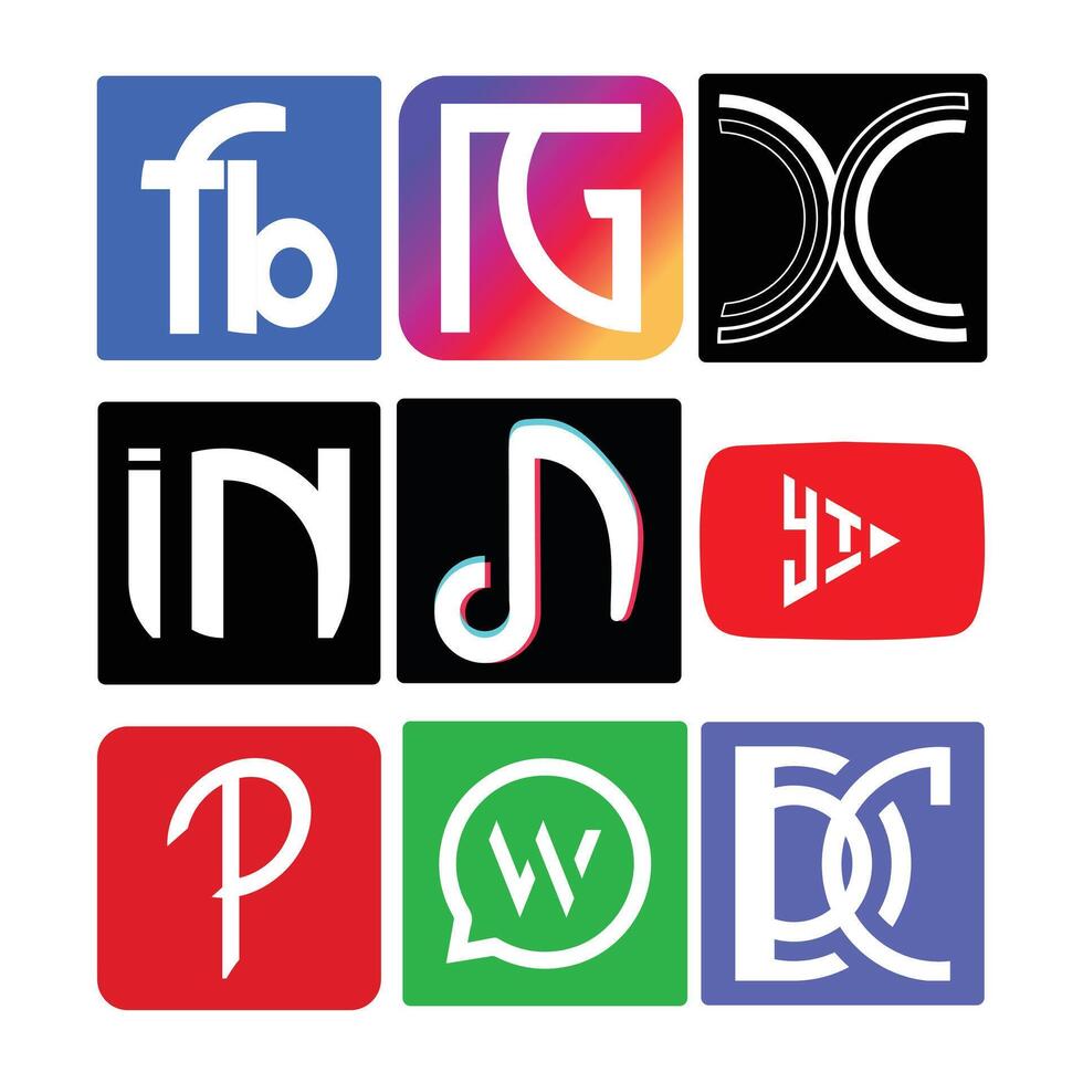 Social Media Icon Set Collection Illustration vector