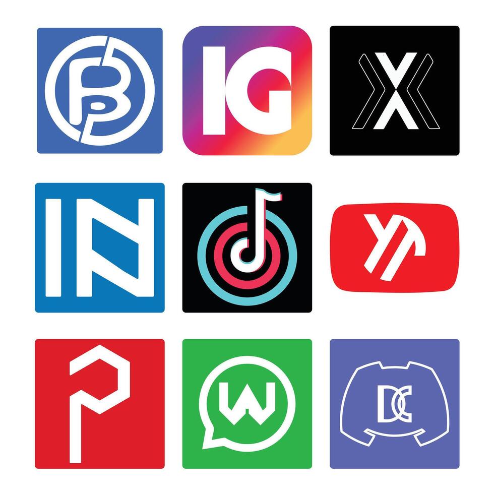 Social Media Icon Set Collection Illustration vector