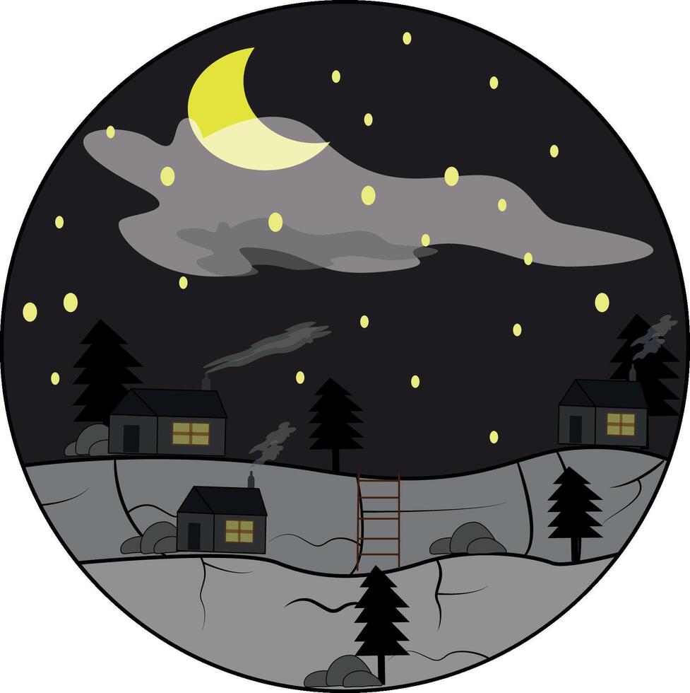illustration of a natural mountain view vector