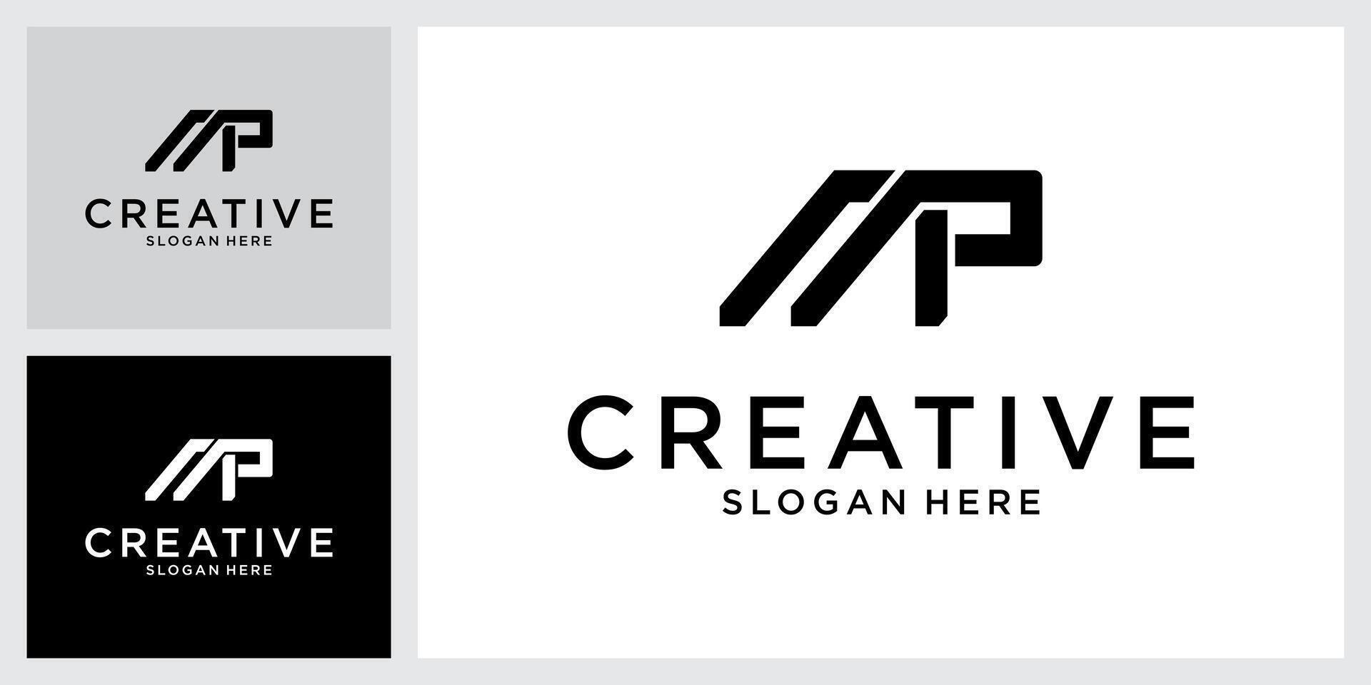 MP or PM initial letter logo design vector