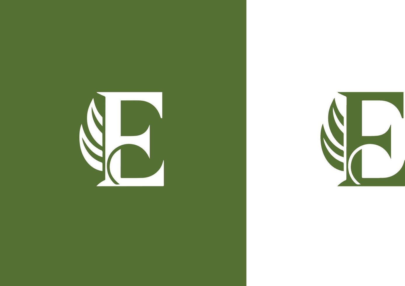 Letter E with leaf logo template. Suitable for business, natural and flat style logo design concept. pro vector