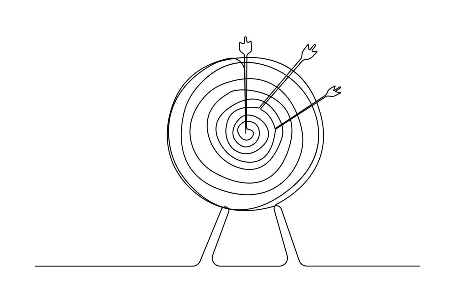 Hand-drawn archery target front view continuous one-line art drawing. vector