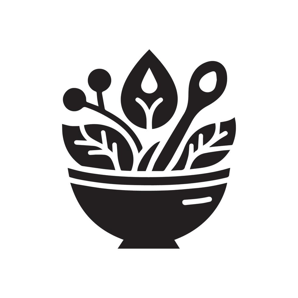 Food logo icon. Vegetable salad silhouette vector
