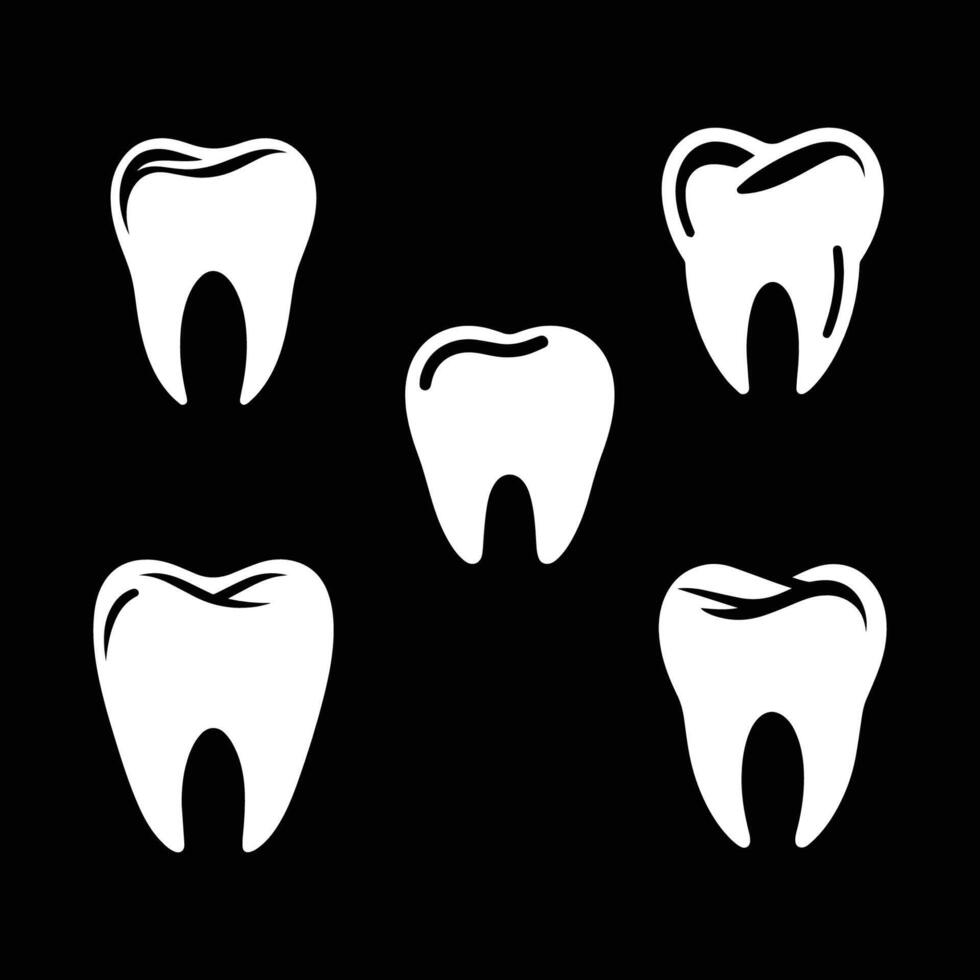 Set of tooth . Minimalist clinical logo vector