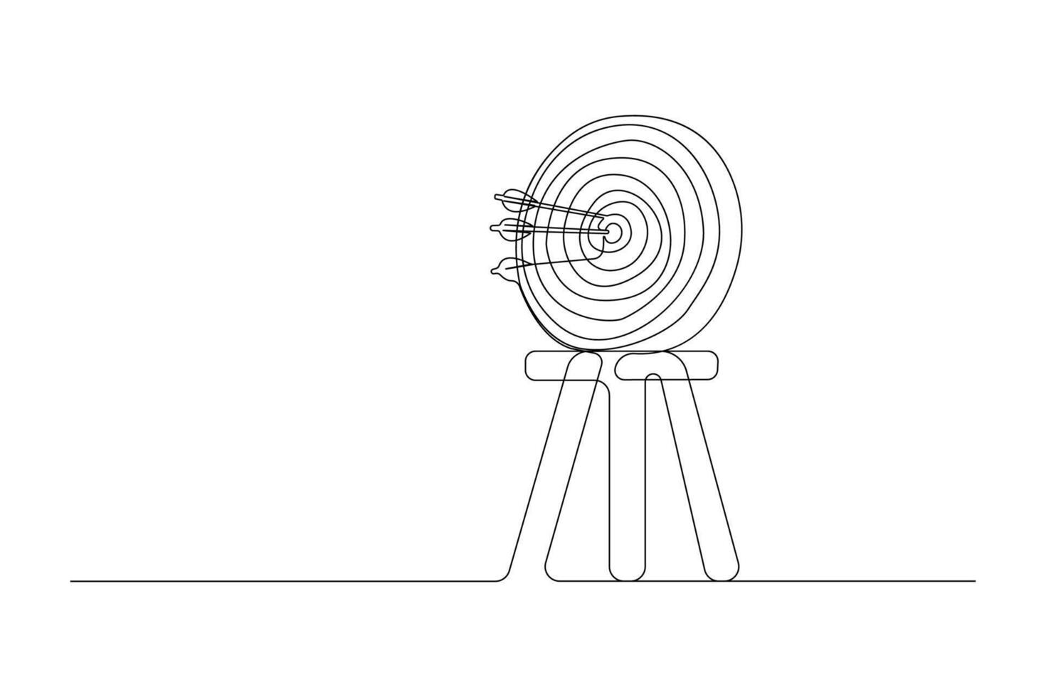 Archery target continuous one-line art drawing isolated on white background vector