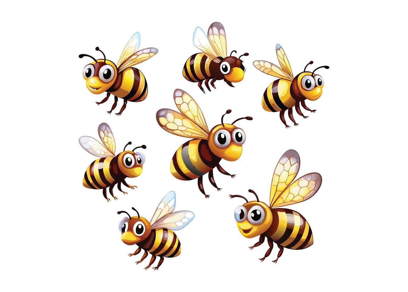 bee set of cartoon bees vector