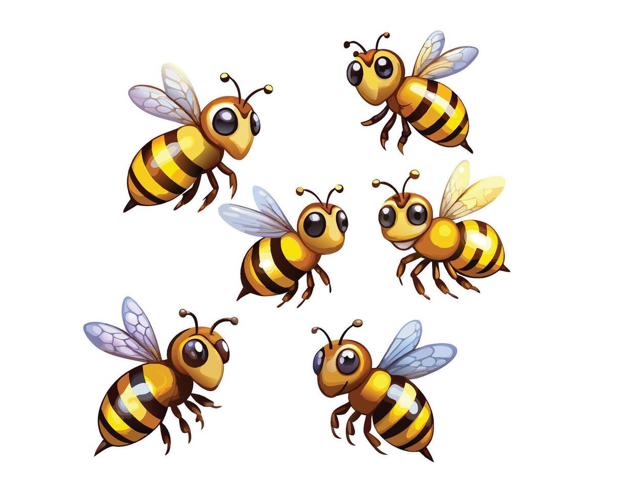 bee clipart set of cartoon vector