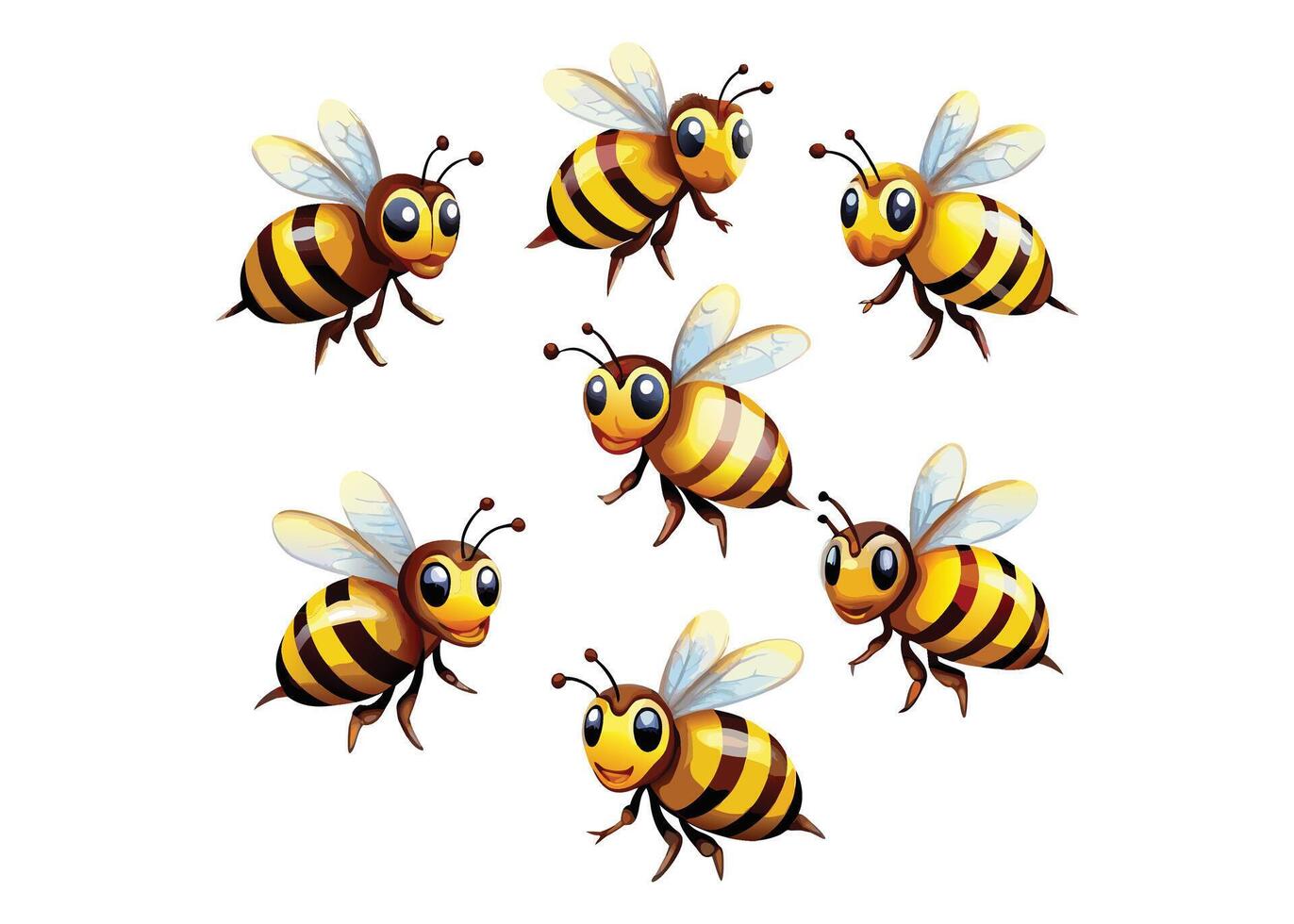 beautiful bee set of a design vector