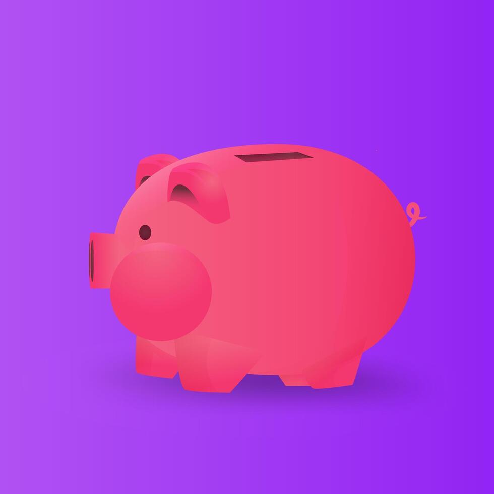 Piggy bank, illustration of saving money for children in cartoon style. vector