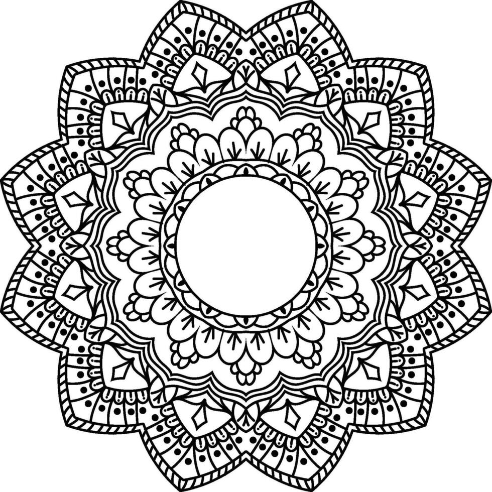 Mandala pattern art background black and white floral design vector