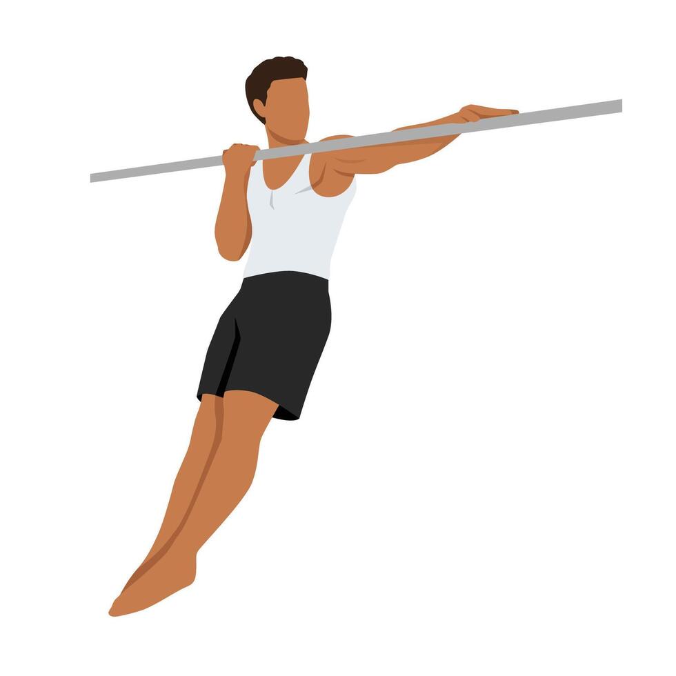 Young man doing archer pull ups calisthenics exercise. vector