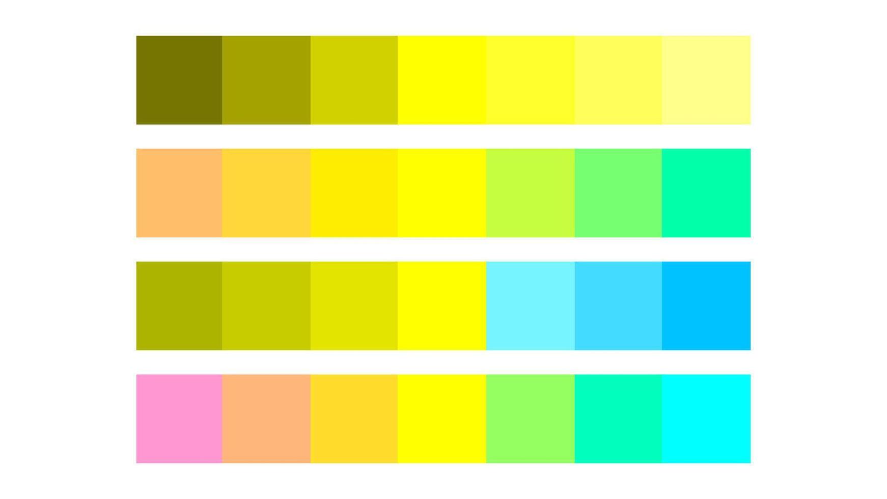 Yellow color palette. Mono, analogous, complementary, triad color. Color palette for ui ux design. Abstract illustration for your graphic design vector
