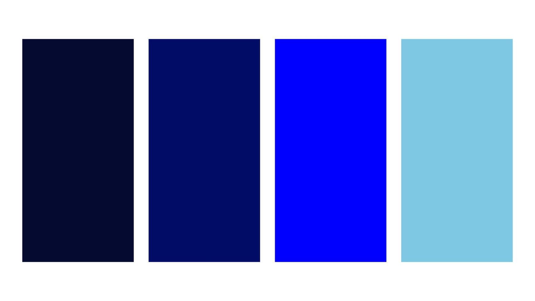 Dark blue, navy blue, blue, baby blue color palette. Set of bright color palette combination in rgb hex. Color palette for ui ux design. Abstract illustration for your graphic design, banner, poster vector