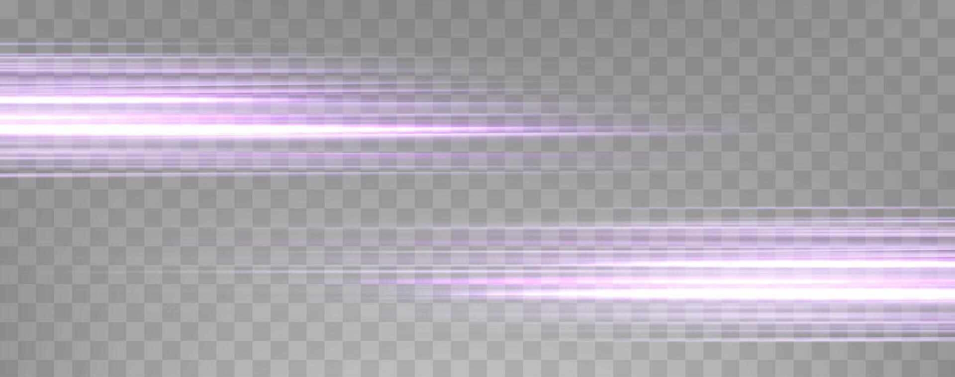 Speed rays, velocity light neon flow, zoom in motion effect, purple glow speed lines, colorful light trails, stripes. vector