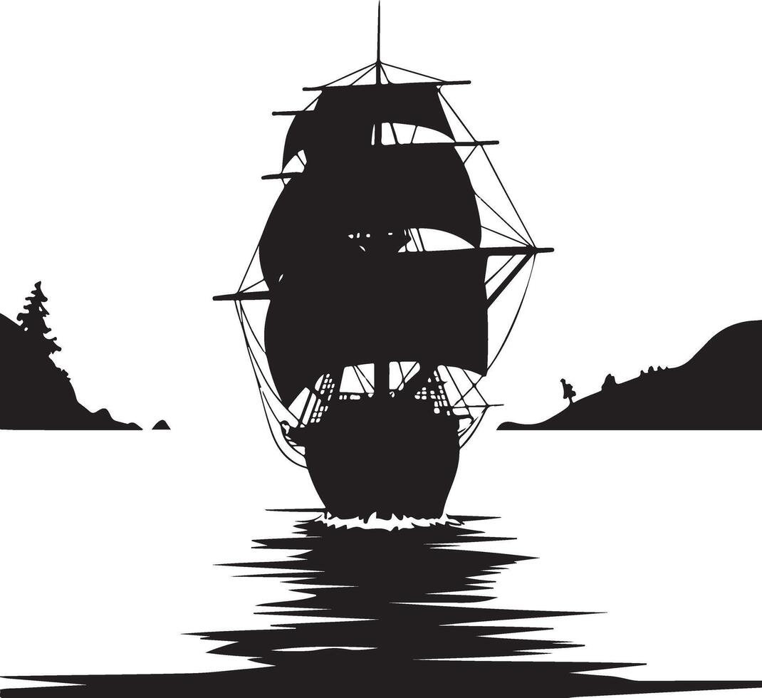 Ship silhouette art image with white background vector
