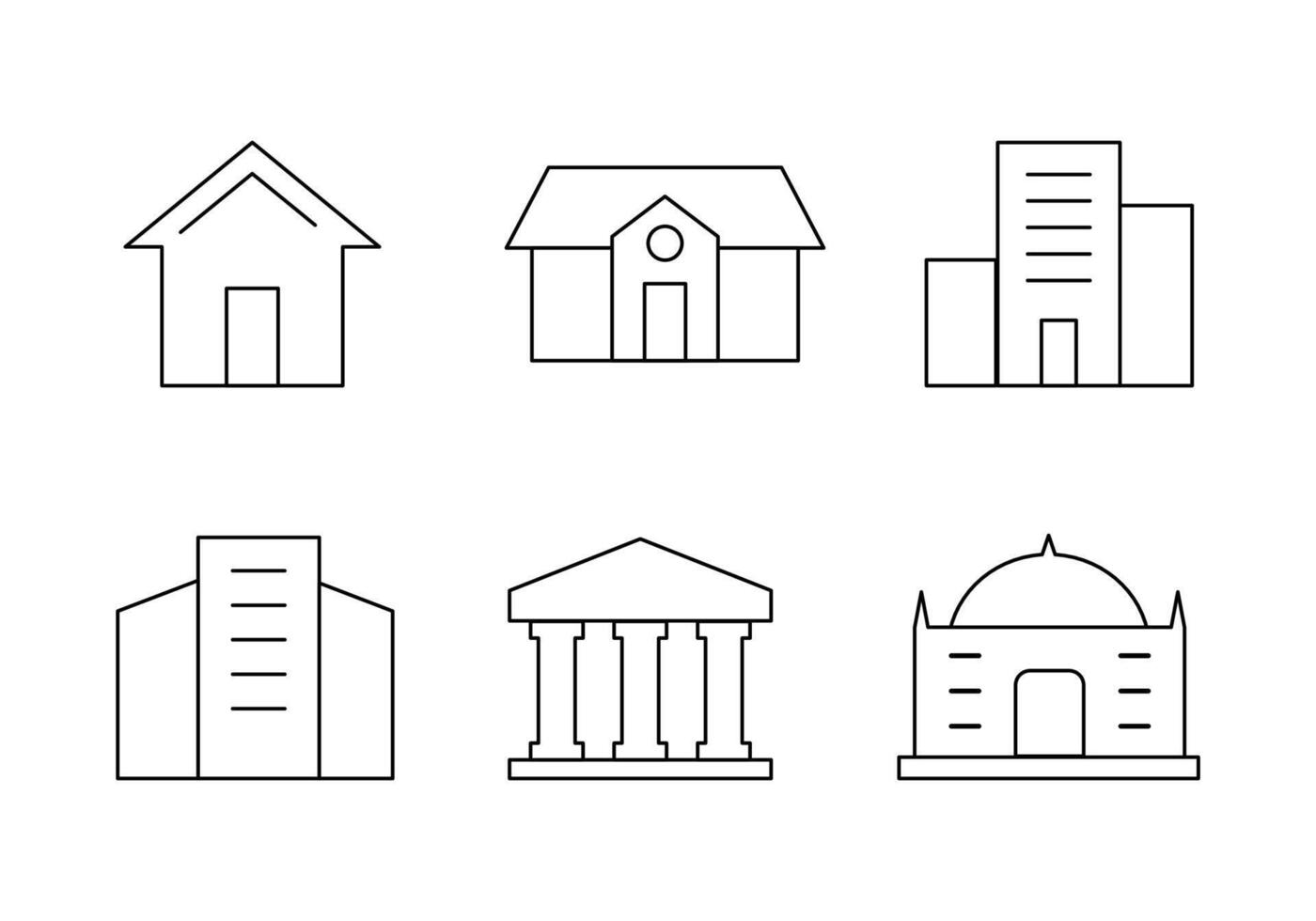 Minimalist building icons for versatile design projects vector