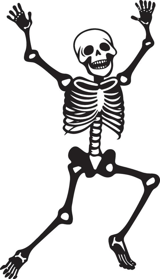 Cartoon skeleton halloween dance clean simple black vector