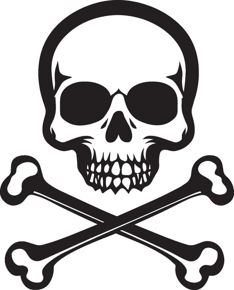 Pirate flag of skull and crossbones clean simple black vector