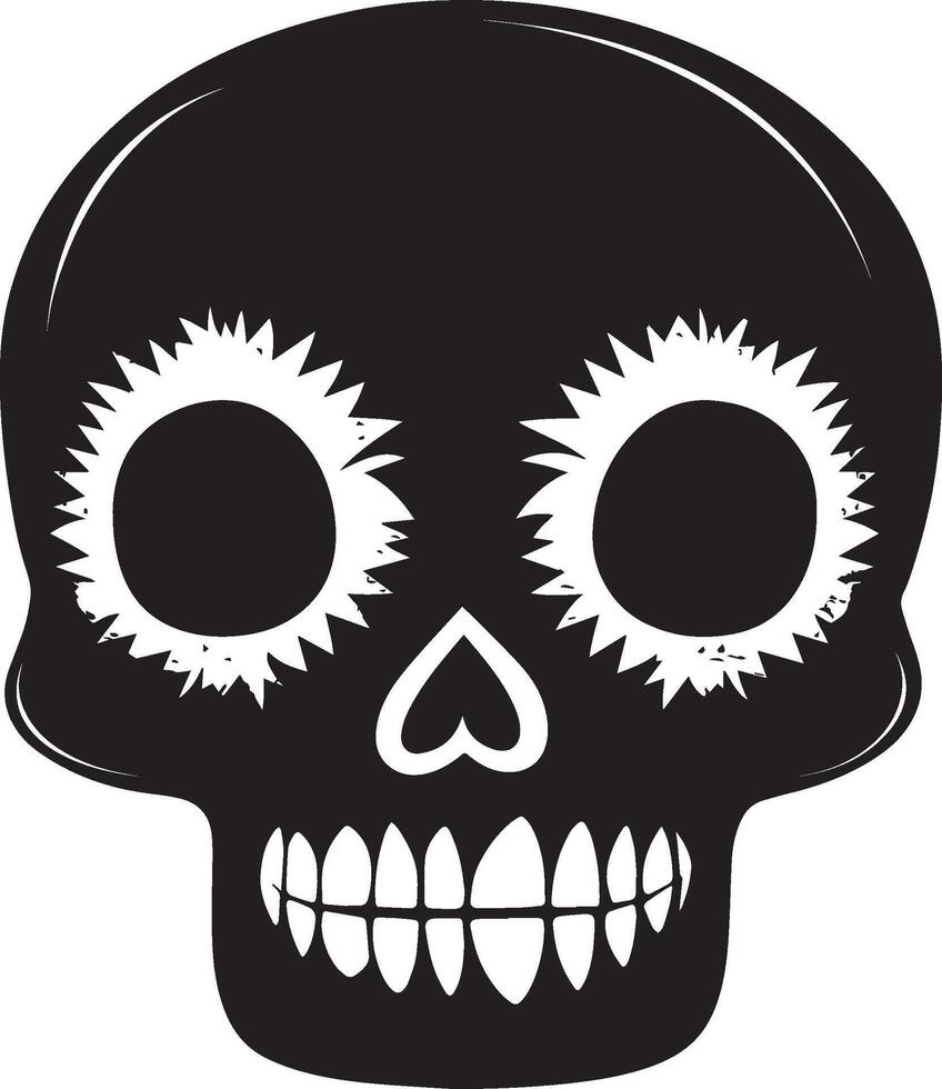 Cartoon Halloween skull clean simple silhouette black vector