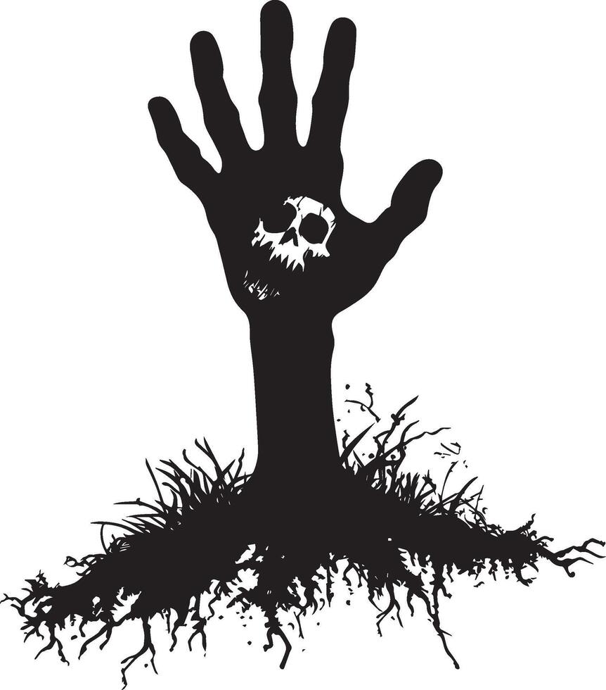 Zombie hand coming out of the ground silhouette black vector