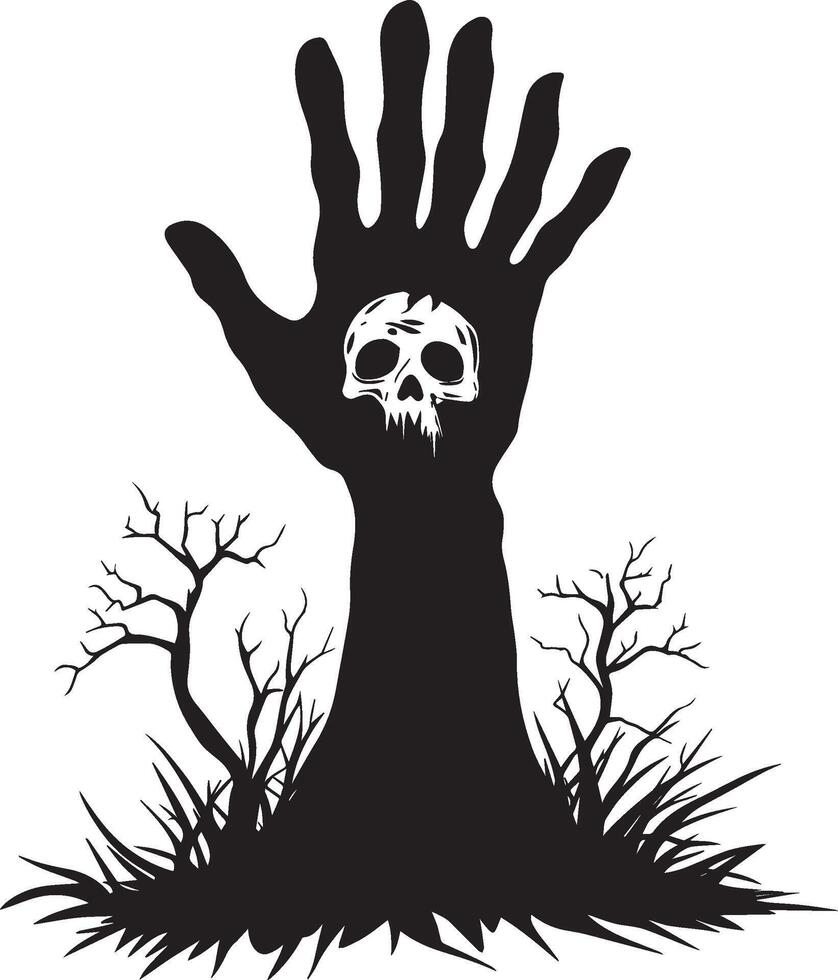 Zombie hand from the grave, halloween silhouette black vector