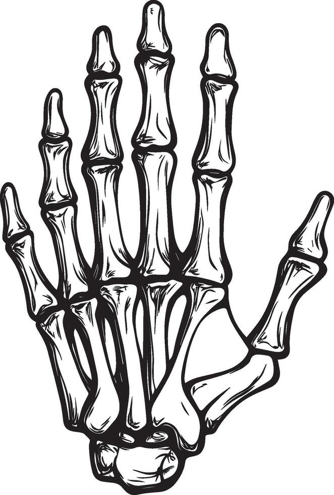 Skeleton hand for halloween linear black vector