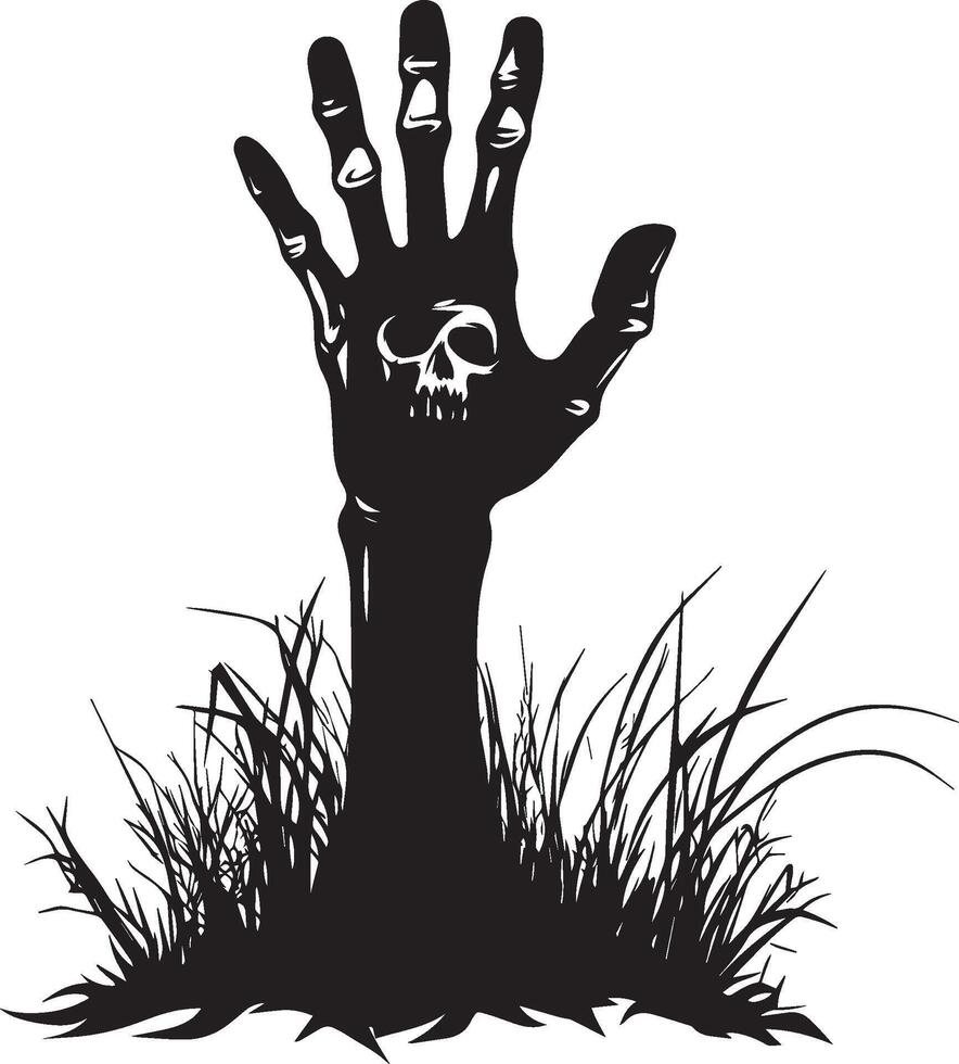 Zombie hand from the grave, halloween clean simple silhouette black vector