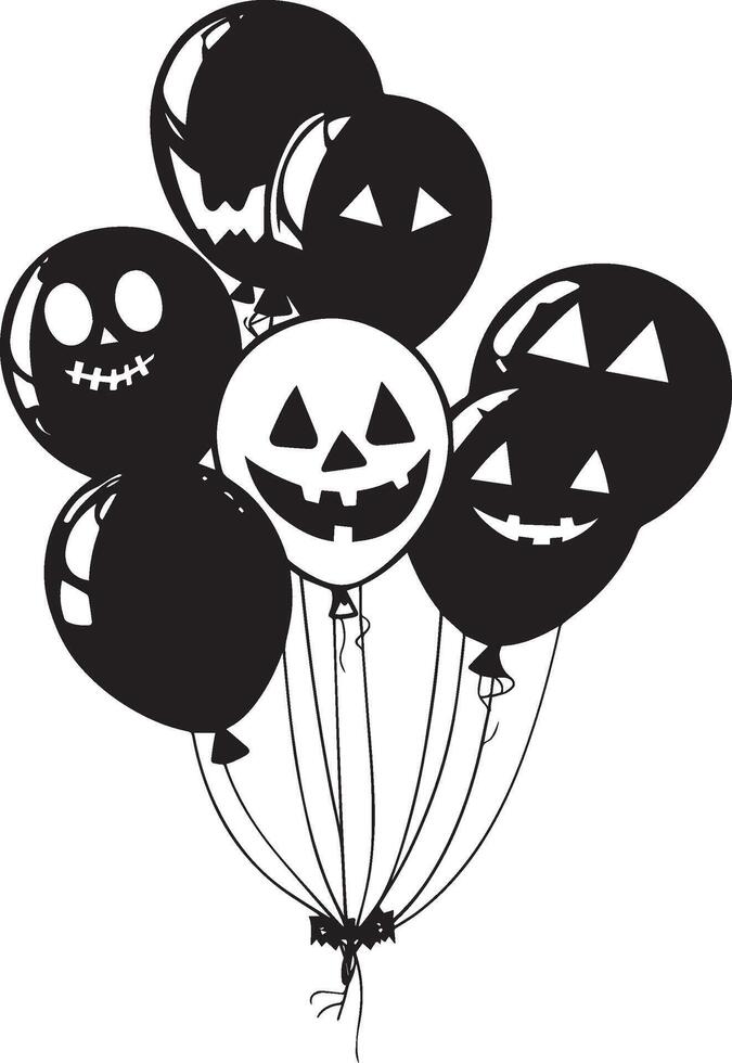 Batch of Halloween balloon clean simple black vector