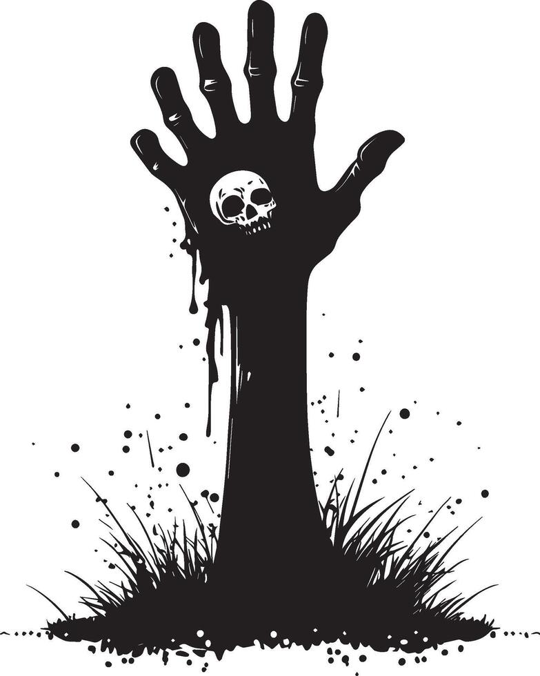 Zombie hand from the grave, halloween clean simple silhouette black vector