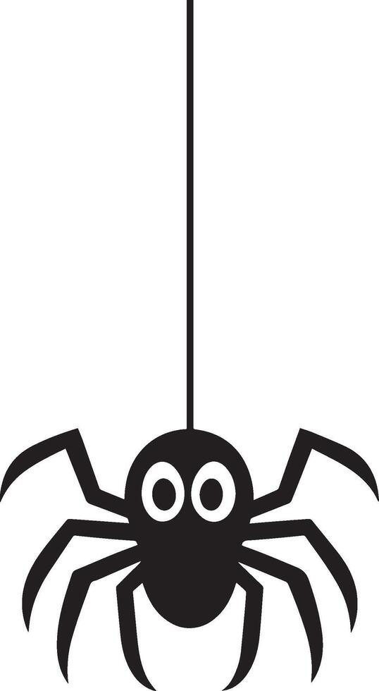 Halloween Spider Hanging From Their Web clean simple black vector