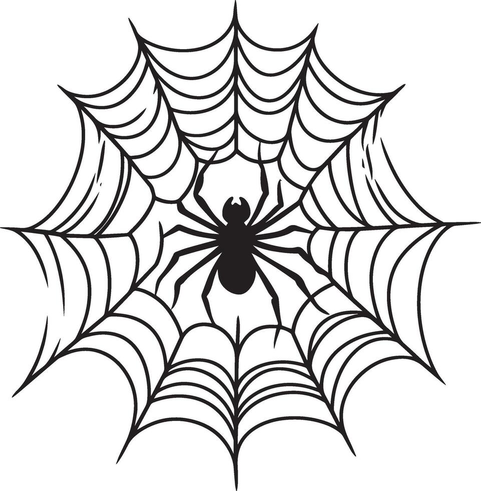 Scary spider web cobweb, halloween clean simple black vector
