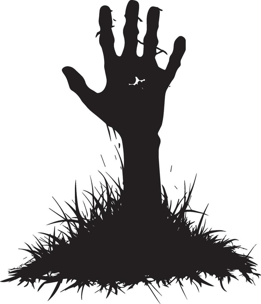 Zombie hand from the grave, halloween silhouette black vector