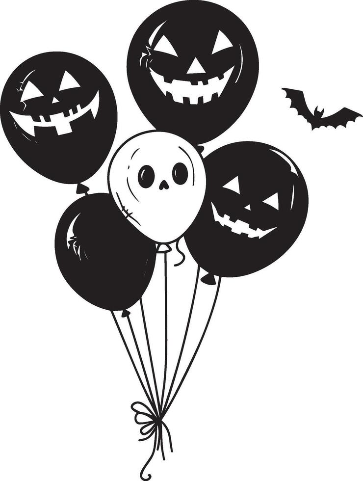 Batch of Halloween balloon clean simple black vector