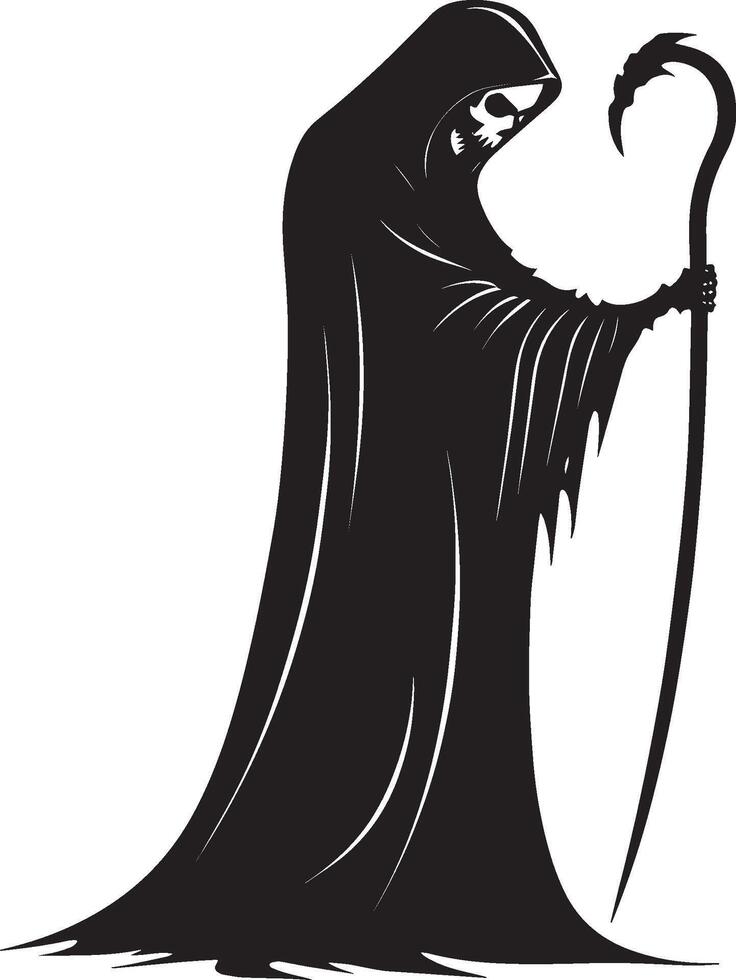 Scarry Grim Reaper halloween clean simple black vector