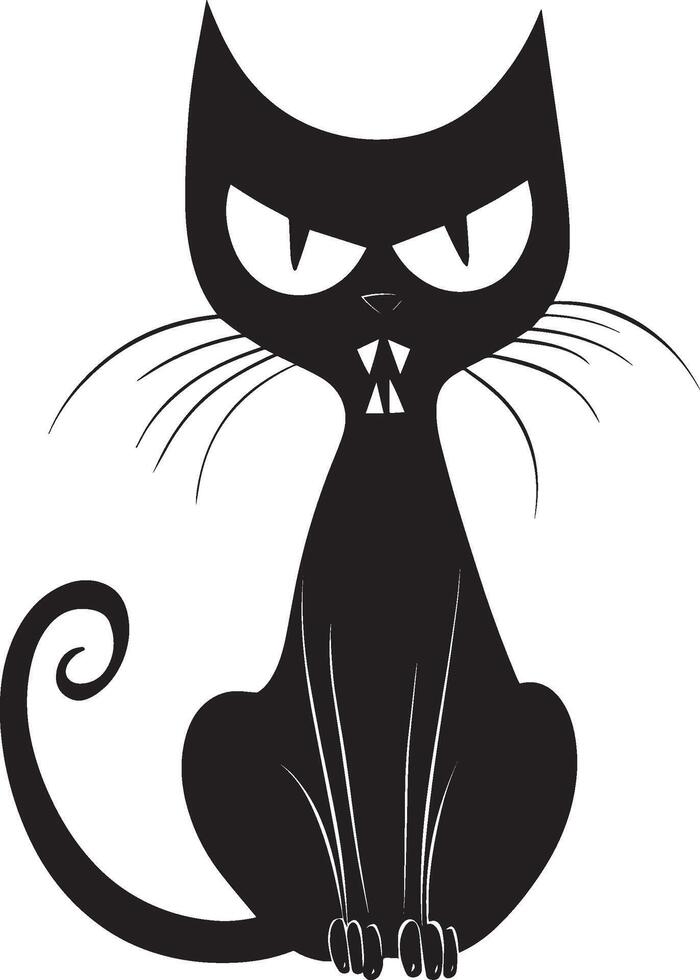 hissing black cat of a frightened, halloween clean simple black vector