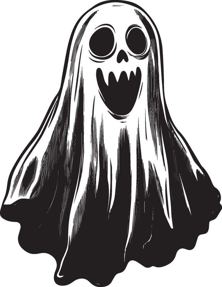 Cartoon Halloween Ghost sheet clean simple black vector