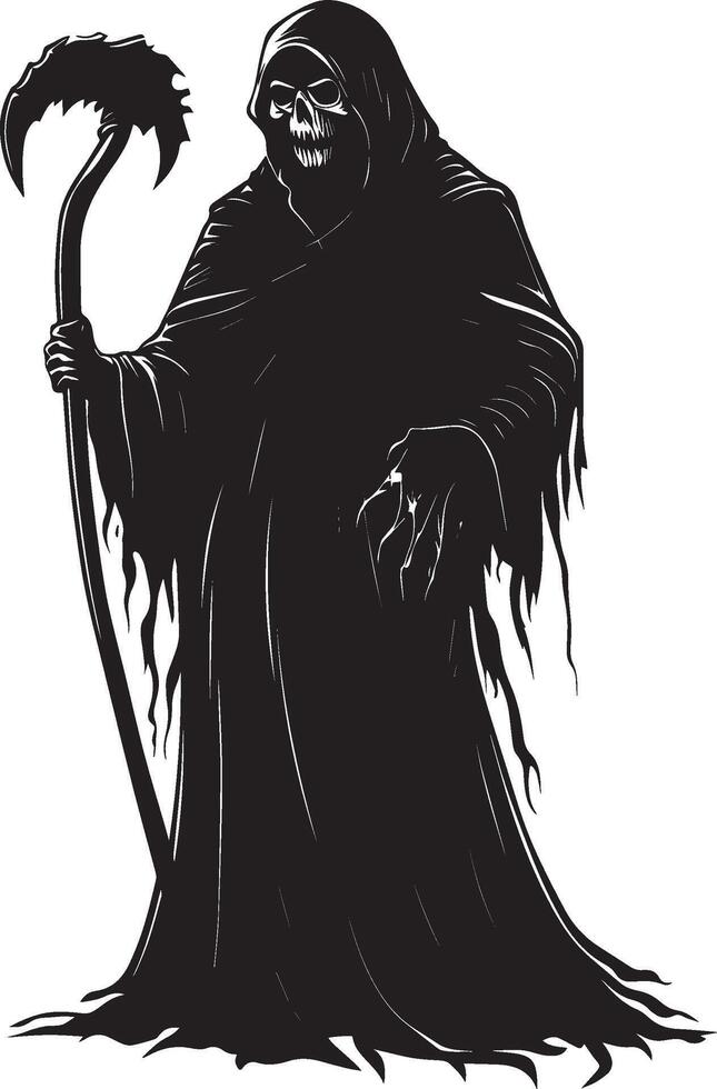 Cartoon Grim Reaper silhouette black vector
