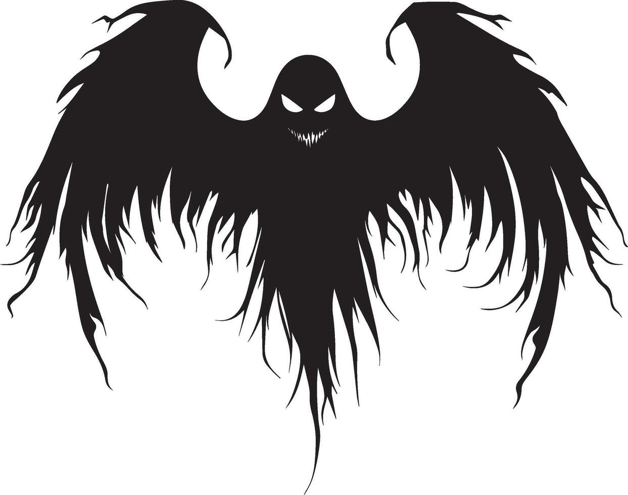 halloween flying evil spirit silhouette black vector